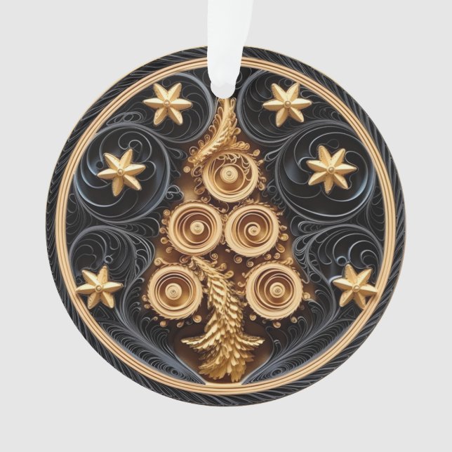 3d Quilling Effect Tree and Stars Ornament (Front)