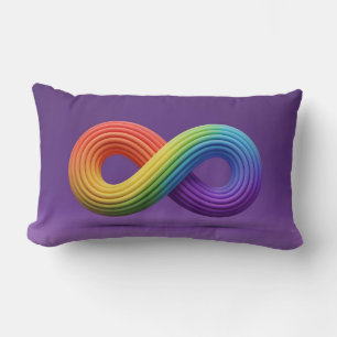 3D Rainbow Infinity Symbol Autism Neurodiversity Lumbar Pillow