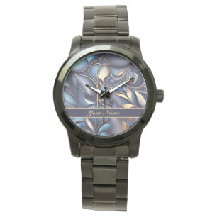 3D Ranken Muster blau goldfarben Watch