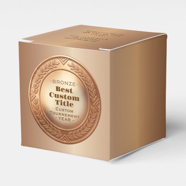 3D Realistic Bronze Medal Custom Editable Award Favor Box (Front Side)