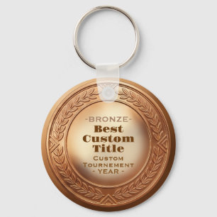 3D Realistic Bronze Medal Custom Editable Award Keychain