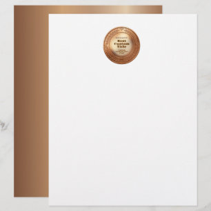 3D Realistic Bronze Medal Custom Editable Award Letterhead