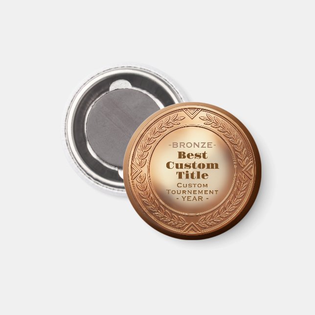 3D Realistic Bronze Medal Custom Editable Award Magnet (Front/Back)