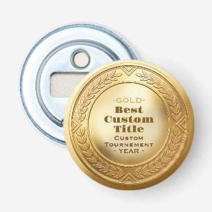3D Realistic Gold Medal Custom Editable Award Bottle Opener