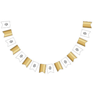 3D Realistic Gold Medal Custom Editable Award Bunting Flags