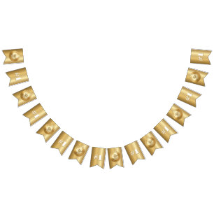 3D Realistic Gold Medal Custom Editable Award Bunting Flags
