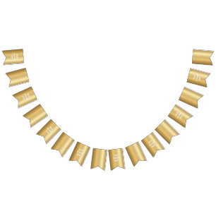 3D Realistic Gold Medal Custom Editable Award Bunting Flags