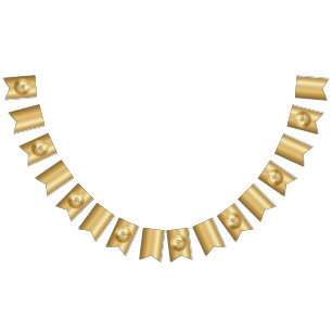 3D Realistic Gold Medal Custom Editable Award Bunting Flags