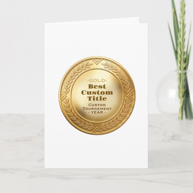 3D Realistic Gold Medal Custom Editable Award Card (Front)