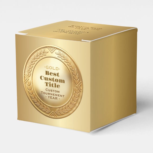 3D Realistic Gold Medal Custom Editable Award Favor Box (Front Side)
