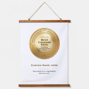 3D Realistic Gold Medal Custom Editable Award Hanging Tapestry