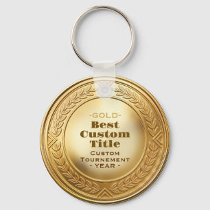 3D Realistic Gold Medal Custom Editable Award Keychain