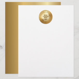 3D Realistic Gold Medal Custom Editable Award Letterhead