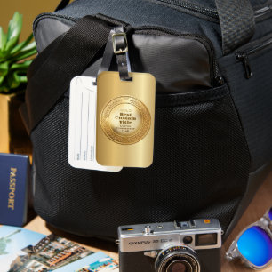 3D Realistic Gold Medal Custom Editable Award Luggage Tag