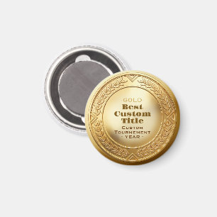 3D Realistic Gold Medal Custom Editable Award Magnet