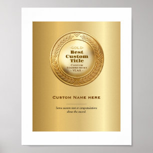 3D Realistic Gold Medal Custom Editable Award Poster