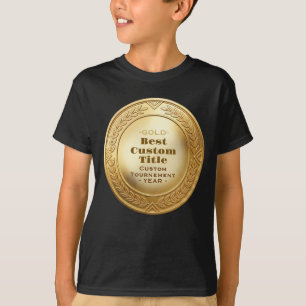 3D Realistic Gold Medal Custom Editable Award T-Shirt