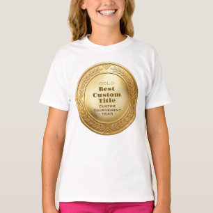 3D Realistic Gold Medal Custom Editable Award T-Shirt