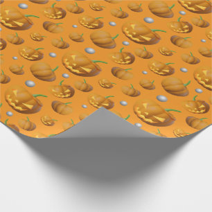 3D Realistic Jack O'Lantern & Pumpkin Pattern Wrapping Paper