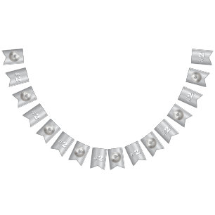 3D Realistic Silver Medal Custom Editable Award Bunting Flags