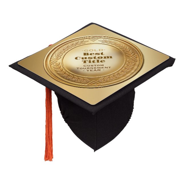 3D Realistic Silver Medal Custom Editable Award Graduation Cap Topper (Angled)