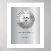 3D Realistic Silver Medal Custom Editable Award