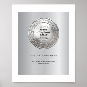 3D Realistic Silver Medal Custom Editable Award Poster