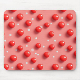 3D Red and White Polka Dots Pattern Mouse Pad