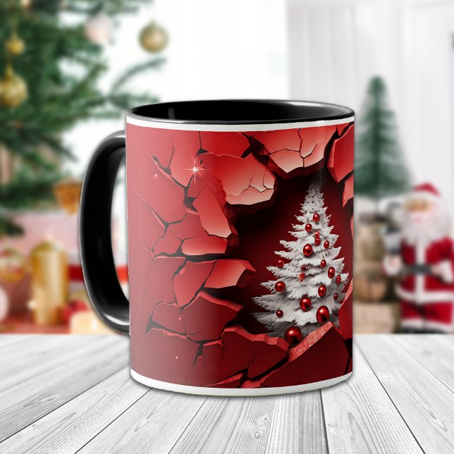 3D Red Cracked Wall Holiday Tree Mug (Creator Uploaded)
