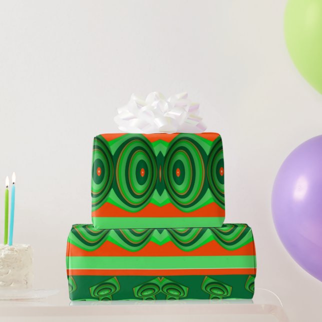 ~ 3D Red Green Fractal ~ Christmas  Wrapping Paper (Party Gifts)