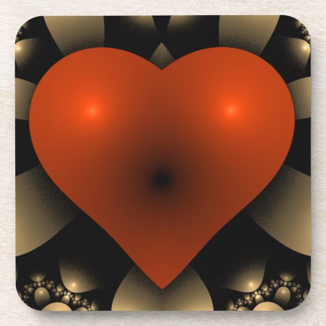3D Red Heart Coaster (Front)