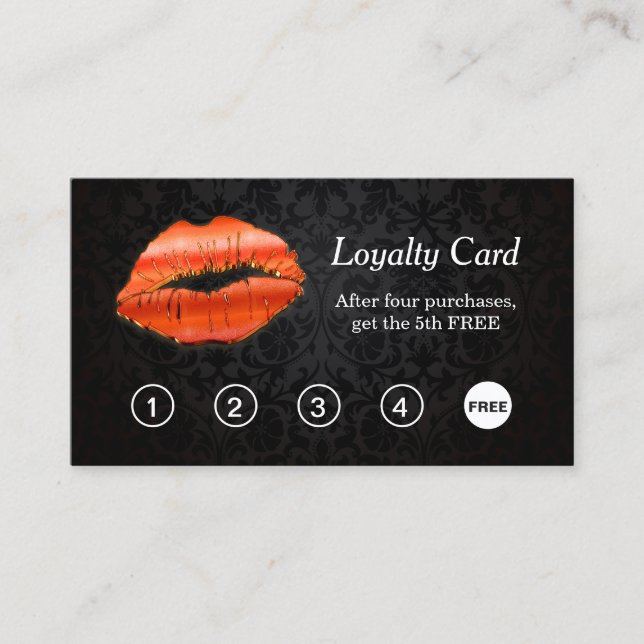 3D Red Lips Makeup Salon Loyalty Punch Card (Front)