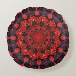 3D Red Mandala Round Throw Pillow