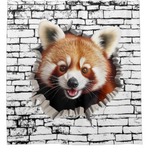 3D Red Panda Wall Break Art – Realistic Safari