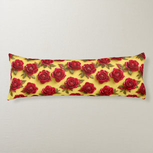 3d red roses pattern body pillow