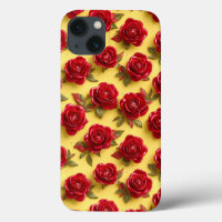 3d red roses pattern