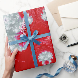 ~ 3D Red White Glossy Fractal ~ Christmas  Wrapping Paper