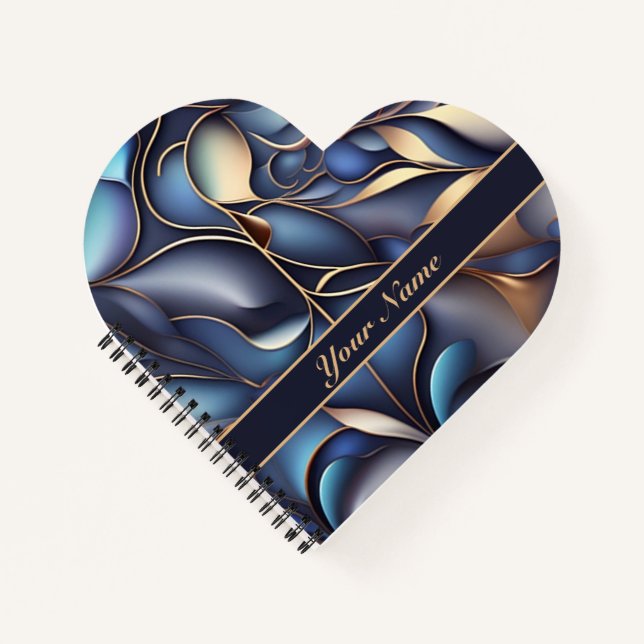 3D Refueling pattern blue gold Notebook (Front)