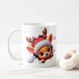 3D Reindeer Christmas Coffee Mug – Festive Holiday