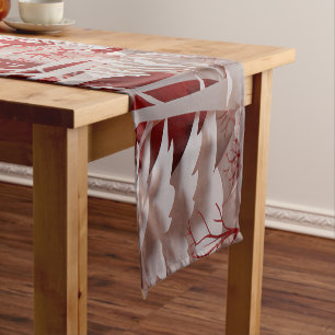 3D Reindeers and People in Village Short Table Runner