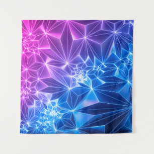 3d render, pink blue neon geometric background, po tapestry
