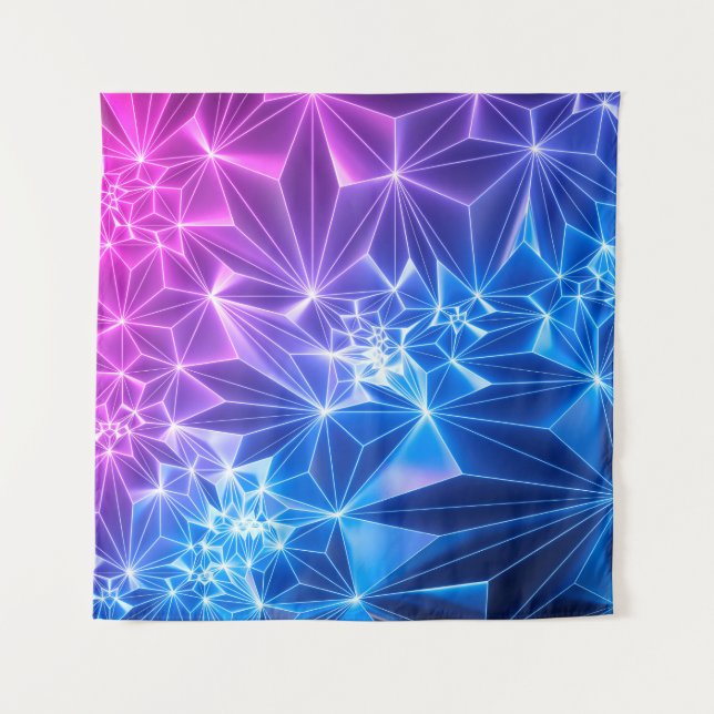 3d render, pink blue neon geometric background, po tapestry (Front)