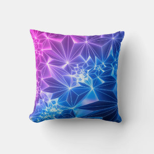 3d render, pink blue neon geometric background, po throw pillow