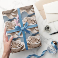 3d Rendered Roses In Shades Of Blue And White