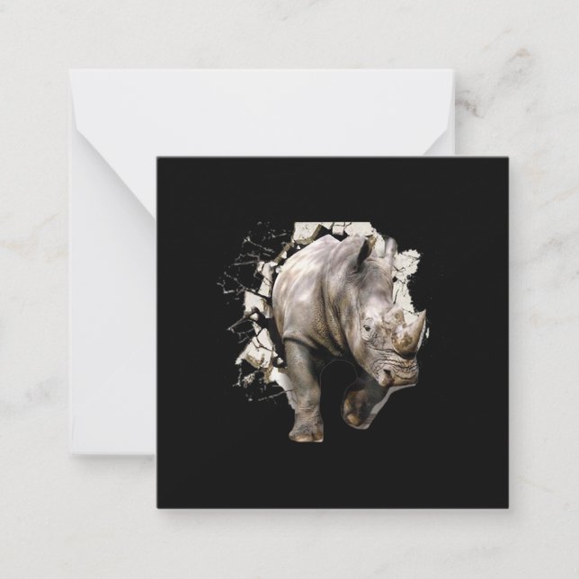 3d Rhino - African Safari Animal Rhinoceros Card (Front)