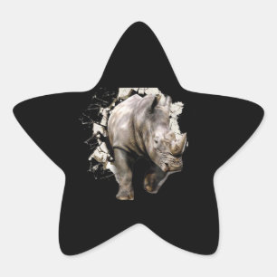 3d Rhino - African Safari Animal Rhinoceros Star Sticker