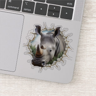 3D Rhinoceros Wall Break Art – Realistic Safari