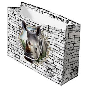 3D Rhinoceros Wall Break Art – Realistic Safari Large Gift Bag