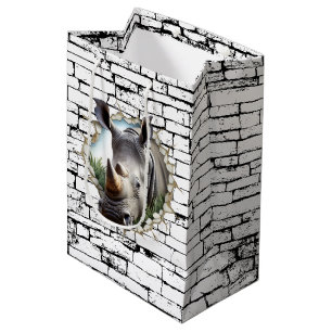 3D Rhinoceros Wall Break Art – Realistic Safari Medium Gift Bag
