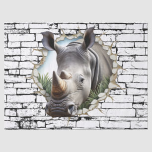 3D Rhinoceros Wall Break Art – Realistic Safari Tissue Paper